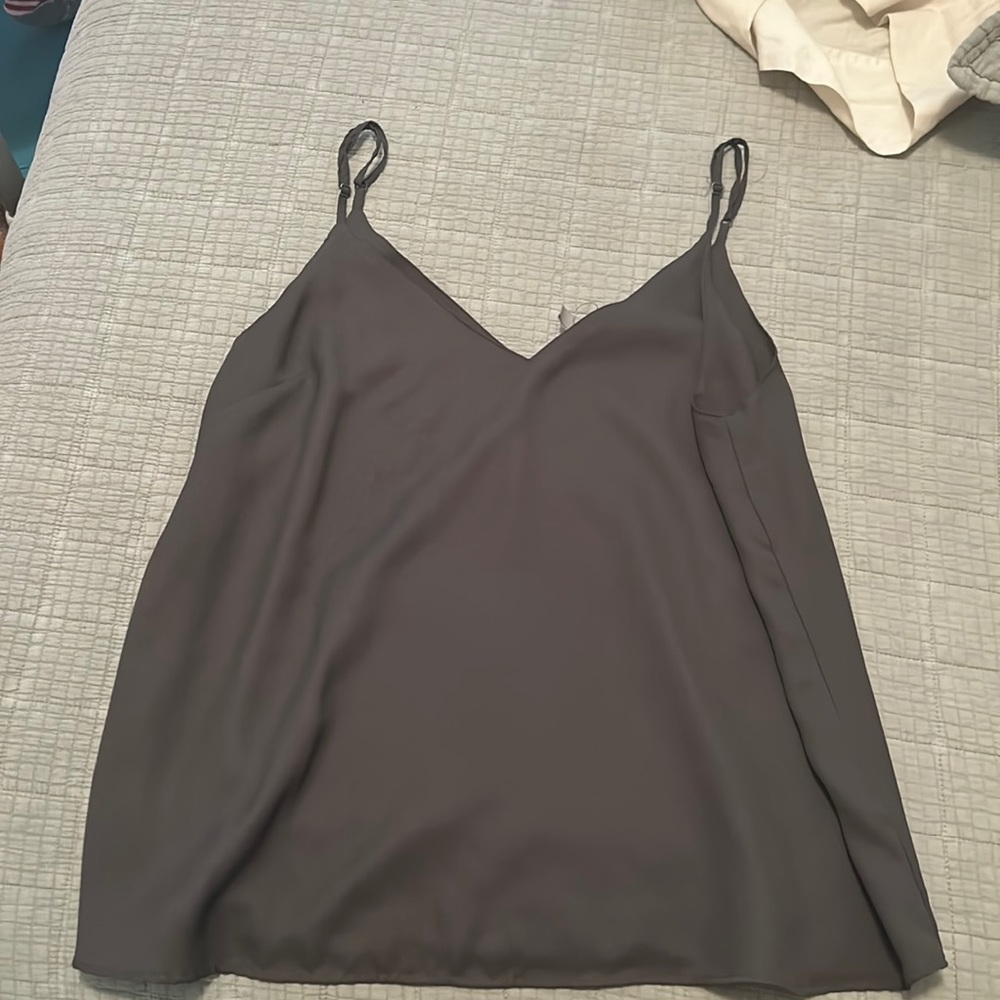 Olive Green V-Neck Spaghetti Strap Tank Top (ASOS)